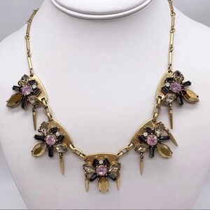 J. Crew Pink & Gold Jeweled Necklace